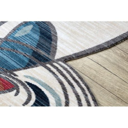 Dywan dziecięcy TOYS 75320 Samolot dla dzieci - nowoczesny, nieregularny kształt, efekt 3D, granat - turkus / krem 133x192cm