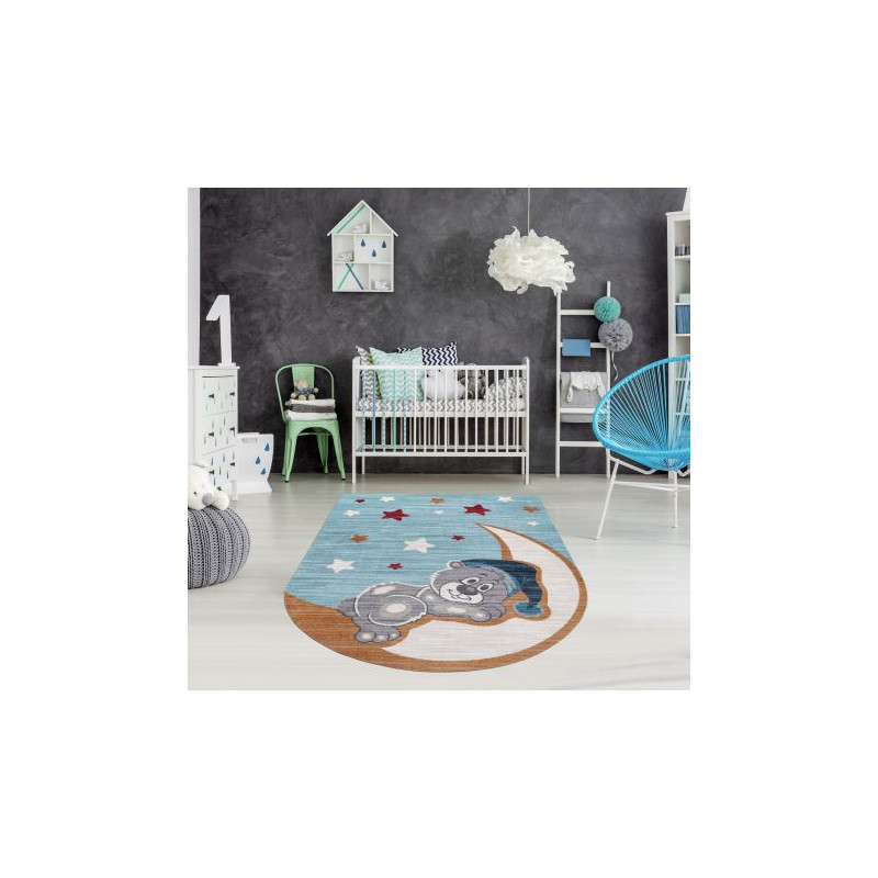 Dywan dziecięcy TOYS 75322 Miś dla dzieci - nowoczesny, nieregularny kształt granat - turkus / krem 133x192cm Dywan dziecięcy TOYS 75322 Miś dla dzieci - nowoczesny, nieregularny kształt granat - turkus / krem 133x192cm