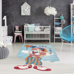 Dywan dziecięcy TOYS 75328 Clown dla dzieci - nowoczesny, nieregularny kształt granat - turkus / czerwony fuksja 133x192cm