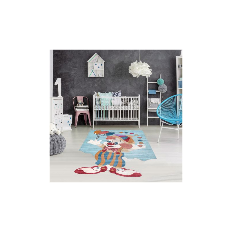 Dywan dziecięcy TOYS 75328 Clown dla dzieci - nowoczesny, nieregularny kształt granat - turkus / czerwony fuksja 133x192cm Dywan dziecięcy TOYS 75328 Clown dla dzieci - nowoczesny, nieregularny kształt granat - turkus / czerwony fuksja 133x192cm