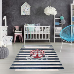 Dywan dziecięcy TOYS 75324 Kotwica dla dzieci - nowoczesny, nieregularny kształt krem / granat turkus 133x192cm