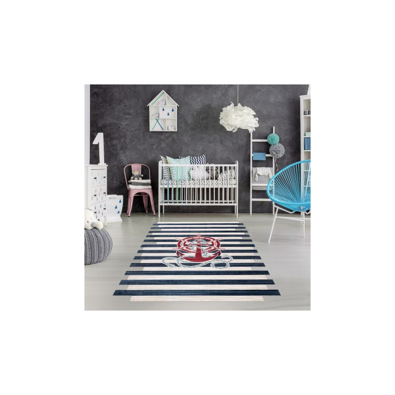 Dywan dziecięcy TOYS 75324 Kotwica dla dzieci - nowoczesny, nieregularny kształt krem / granat turkus 133x192cm Dywan dziecięcy TOYS 75324 Kotwica dla dzieci - nowoczesny, nieregularny kształt krem / granat turkus 133x192cm