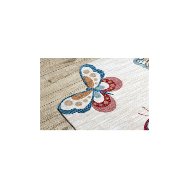 Dywan dziecięcy TOYS 75326 Motyle, motylki dla dzieci - nowoczesny, nieregularny kształt krem / czerwony fuksja 133x192cm Dywan dziecięcy TOYS 75326 Motyle, motylki dla dzieci - nowoczesny, nieregularny kształt krem / czerwony fuksja 133x192cm