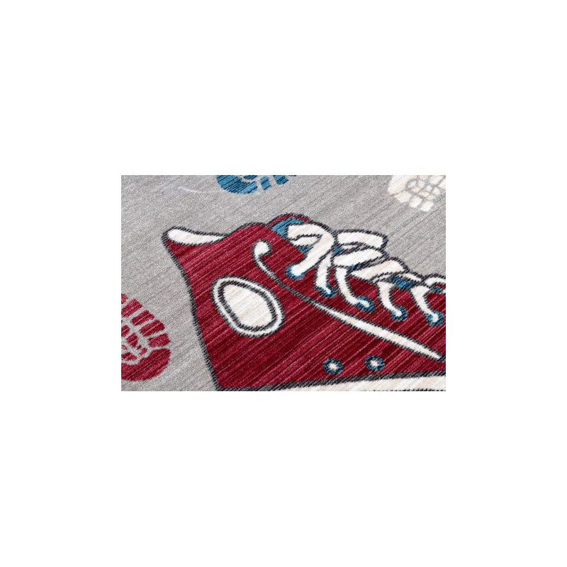 Dywan dziecięcy TOYS 75325 Trampki, buty dla dzieci - nowoczesny, nieregularny kształt szary / czerwony fuksja 133x192cm Dywan dziecięcy TOYS 75325 Trampki, buty dla dzieci - nowoczesny, nieregularny kształt szary / czerwony fuksja 133x192cm