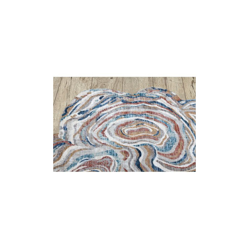 Dywan TINE 75312A Pień drzewo drewno - nowoczesny, nieregularny kształt terakota / niebieski 195x290cm