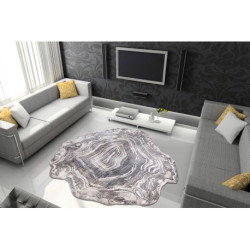 Dywan TINE 75426B Pień drzewo drewno - nowoczesny, nieregularny kształt krem / szary 195x195cm
