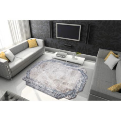 Dywan TINE 75425A Ramka, vintage - nowoczesny, nieregularny kształt szary / granat 160x220cm