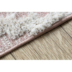 Dywan MOROC Romby 22297 Ekologiczny, EKO SIZAL frędzle - dwa poziomy runa różowy / krem, dywan z bawełny recyklingowanej 194x290cm