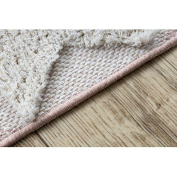 Dywan MOROC Romby 22312 Ekologiczny, EKO SIZAL frędzle - dwa poziomy runa różowy / krem, dywan z bawełny recyklingowanej 175x270cm Dywan MOROC Romby 22312 Ekologiczny, EKO SIZAL frędzle - dwa poziomy runa różowy / krem, dywan z bawełny recyklingowanej 175x270cm
