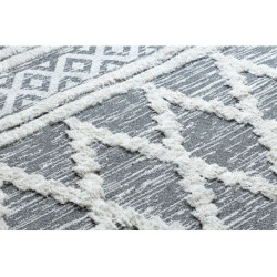 Dywan MOROC Romby 22297 Ekologiczny, EKO SIZAL frędzle - dwa poziomy runa szary / krem, dywan z bawełny recyklingowanej 155x220cm