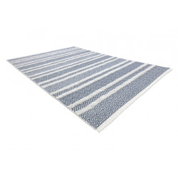 Dywan MOROC Linie 22328 Ekologiczny, EKO SIZAL frędzle - dwa poziomy runa krem / granatowy, dywan z bawełny recyklingowanej 136x190cm