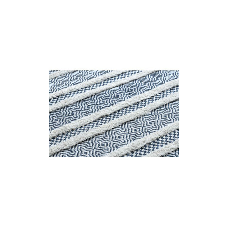 Dywan MOROC Linie 22328 Ekologiczny, EKO SIZAL frędzle - dwa poziomy runa krem / granatowy, dywan z bawełny recyklingowanej 136x190cm
