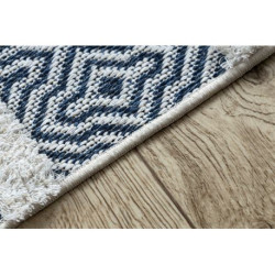 Dywan MOROC Linie 22328 Ekologiczny, EKO SIZAL frędzle - dwa poziomy runa krem / granatowy, dywan z bawełny recyklingowanej 136x190cm