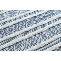 Dywan MOROC Linie 22328 Ekologiczny, EKO SIZAL frędzle - dwa poziomy runa krem / granatowy, dywan z bawełny recyklingowanej 155x220cm Dywan MOROC Linie 22328 Ekologiczny, EKO SIZAL frędzle - dwa poziomy runa krem / granatowy, dywan z bawełny recyklingowanej 155x220cm