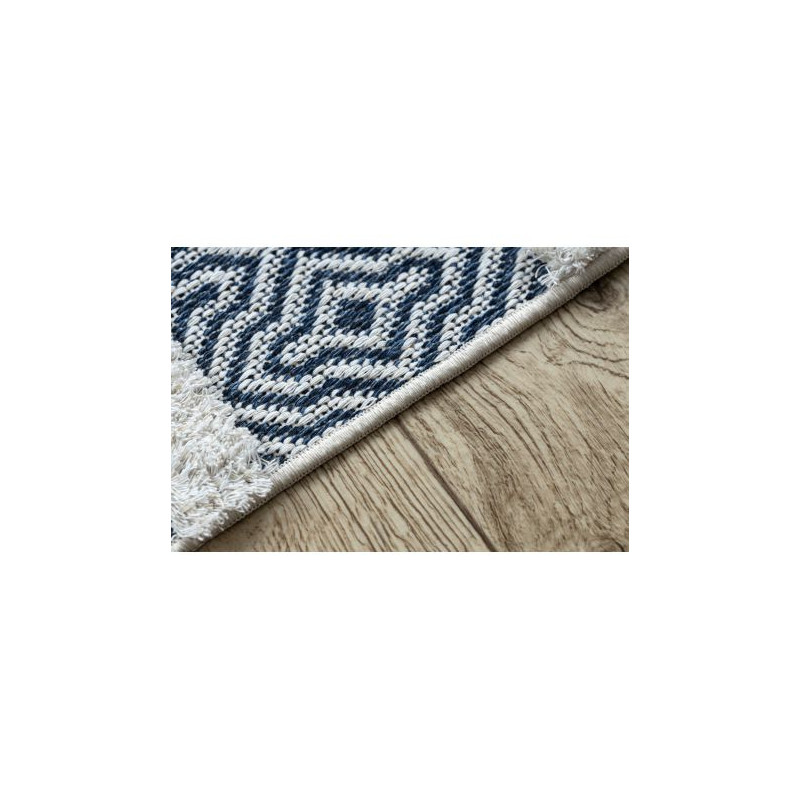 Dywan MOROC Linie 22328 Ekologiczny, EKO SIZAL frędzle - dwa poziomy runa krem / granatowy, dywan z bawełny recyklingowanej 155x220cm Dywan MOROC Linie 22328 Ekologiczny, EKO SIZAL frędzle - dwa poziomy runa krem / granatowy, dywan z bawełny recyklingowanej 155x220cm
