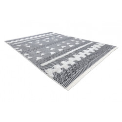Dywan MOROC Geometryczny 22321 Ekologiczny, EKO SIZAL frędzle - dwa poziomy runa krem / szary, dywan z bawełny recyklingowanej 194x290cm
