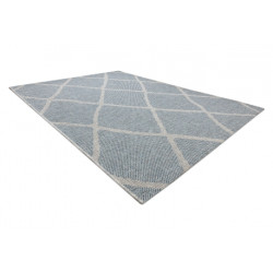Dywan HOUSE SZNURKOWY SIZAL 40345 Kratka, płaskie tkanie, efekt wełny szary / niebieski 80x150cm