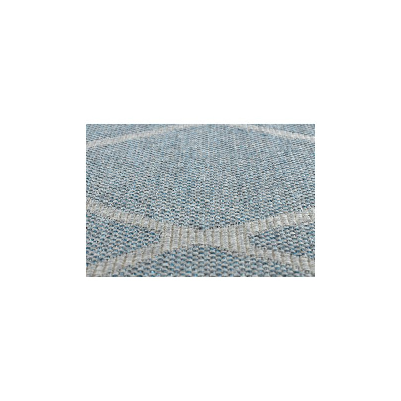 Dywan HOUSE SZNURKOWY SIZAL 40345 Kratka, płaskie tkanie, efekt wełny szary / niebieski 80x150cm