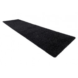 Dywan, Chodnik SOFFI shaggy 5cm czarny - do kuchni, przedpokoju, na korytarz 70x300cm