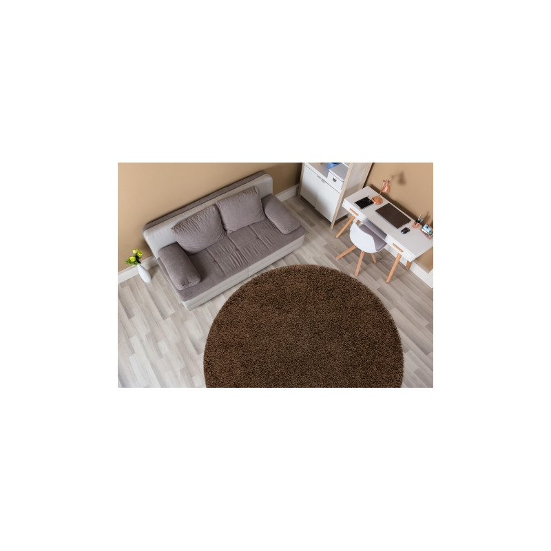 Dywan SOFFI koło shaggy 5cm brązowy koło 80cm