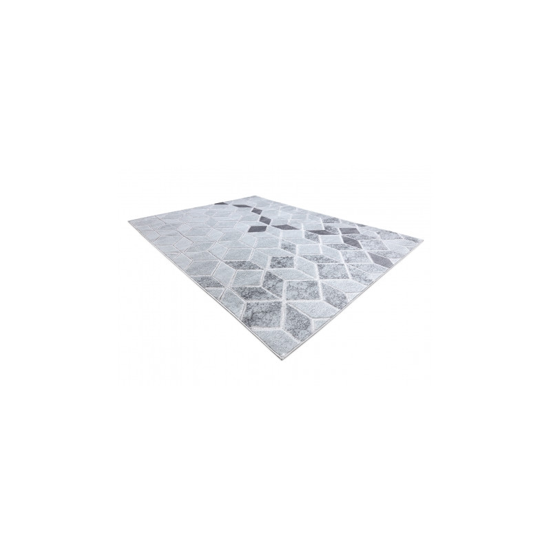 Dywan MEFE nowoczesny B400 Kostka, geometryczny 3D - Strukturalny, dwa poziomy runa szary 80x150cm