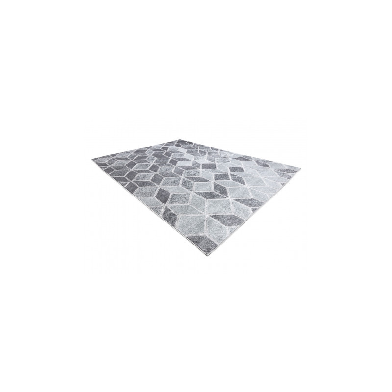 Dywan MEFE nowoczesny B400 Kostka, geometryczny 3D - Strukturalny, dwa poziomy runa ciemnoszary 280x370cm