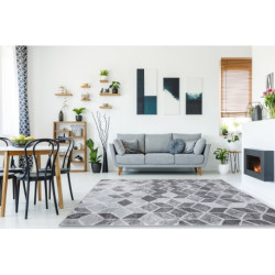 Dywan MEFE nowoczesny B400 Kostka, geometryczny 3D - Strukturalny, dwa poziomy runa ciemnoszary 280x370cm