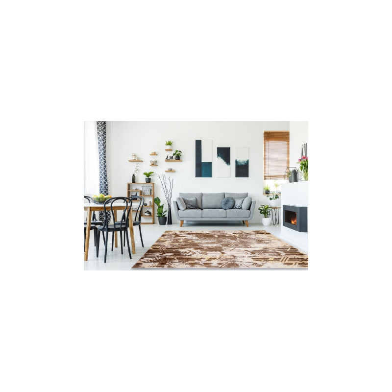 Dywan MEFE nowoczesny B402 Przecierany vintage - Strukturalny, dwa poziomy runa ciemny beż 200x290cm