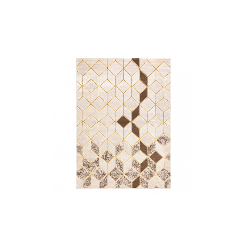 Dywan MEFE nowoczesny B400 Kostka, geometryczny 3D - Strukturalny, dwa poziomy runa krem / beż 120x170cm