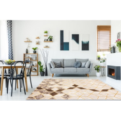 Dywan MEFE nowoczesny B400 Kostka, geometryczny 3D - Strukturalny, dwa poziomy runa krem / beż 120x170cm