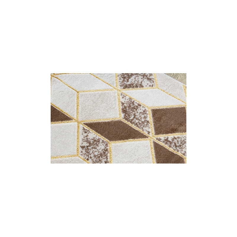 Dywan MEFE nowoczesny B400 Kostka, geometryczny 3D - Strukturalny, dwa poziomy runa krem / beż 120x170cm