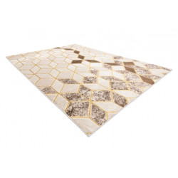 Dywan MEFE nowoczesny B400 Kostka, geometryczny 3D - Strukturalny, dwa poziomy runa krem / beż 140x190cm