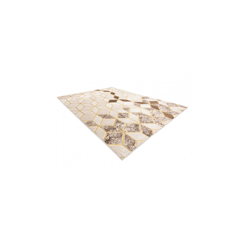 Dywan MEFE nowoczesny B400 Kostka, geometryczny 3D - Strukturalny, dwa poziomy runa krem / beż 160x220cm
