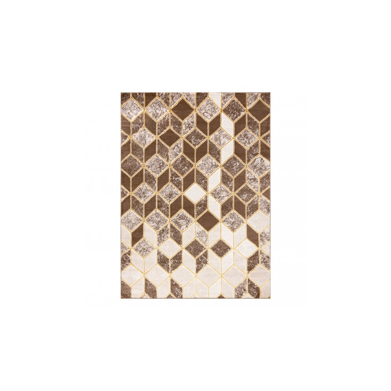 Dywan MEFE nowoczesny B400 Kostka, geometryczny 3D - Strukturalny, dwa poziomy runa ciemny beż 120x170cm