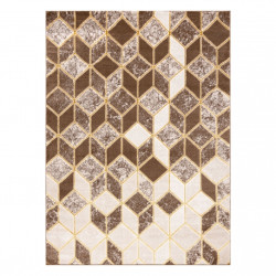 Dywan MEFE nowoczesny B400 Kostka, geometryczny 3D - Strukturalny, dwa poziomy runa ciemny beż 160x220cm
