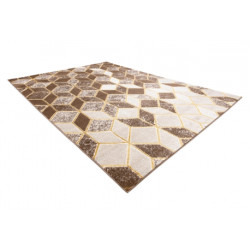 Dywan MEFE nowoczesny B400 Kostka, geometryczny 3D - Strukturalny, dwa poziomy runa ciemny beż 160x220cm