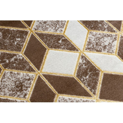Dywan MEFE nowoczesny B400 Kostka, geometryczny 3D - Strukturalny, dwa poziomy runa ciemny beż 160x220cm