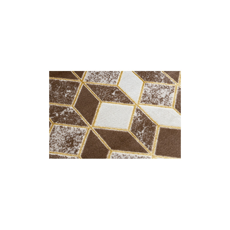Dywan MEFE nowoczesny B400 Kostka, geometryczny 3D - Strukturalny, dwa poziomy runa ciemny beż 160x220cm