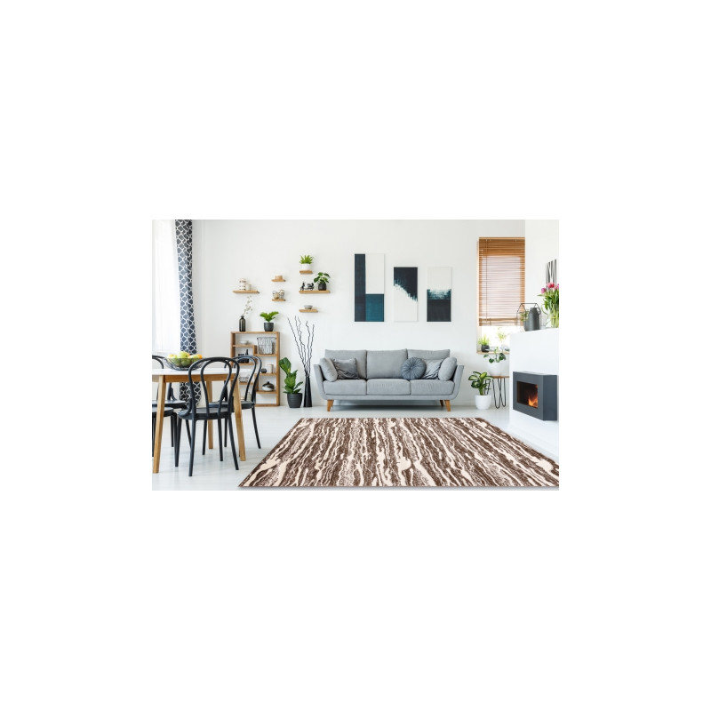 Dywan MEFE nowoczesny 8761 Fale - Strukturalny, dwa poziomy runa ciemny beż 280x370cm