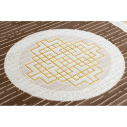 Dywan MEFE nowoczesny 9096 Ramka, grecki klucz - Strukturalny, dwa poziomy runa beż / brązowy 180x270cm