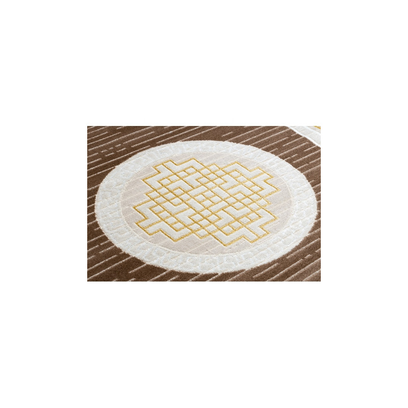 Dywan MEFE nowoczesny 9096 Ramka, grecki klucz - Strukturalny, dwa poziomy runa beż / brązowy 180x270cm