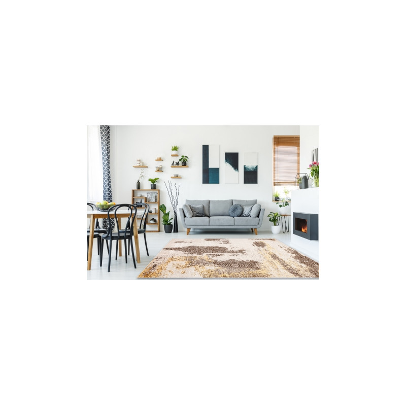 Dywan MEFE nowoczesny 8731 Rozeta vintage przecierany - Strukturalny, dwa poziomy runa beż 160x220cm