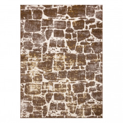 Dywan MEFE nowoczesny 6184 Kostka brukowa cegła - Strukturalny, dwa poziomy runa ciemny beż 160x220cm