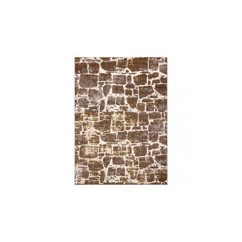 Dywan MEFE nowoczesny 6184 Kostka brukowa cegła - Strukturalny, dwa poziomy runa ciemny beż 160x220cm