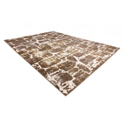 Dywan MEFE nowoczesny 6184 Kostka brukowa cegła - Strukturalny, dwa poziomy runa ciemny beż 160x220cm
