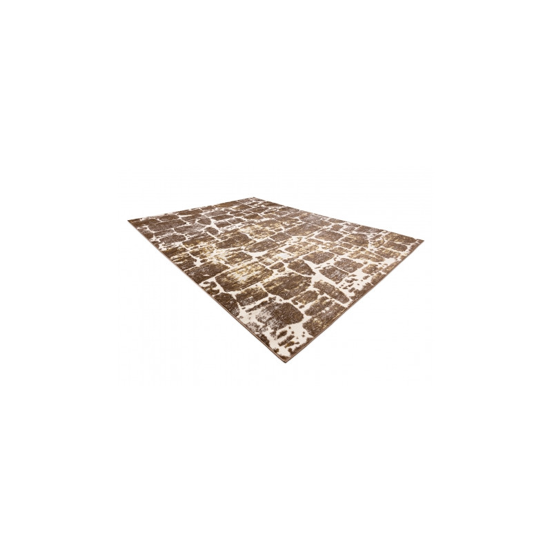 Dywan MEFE nowoczesny 6184 Kostka brukowa cegła - Strukturalny, dwa poziomy runa ciemny beż 240x330cm