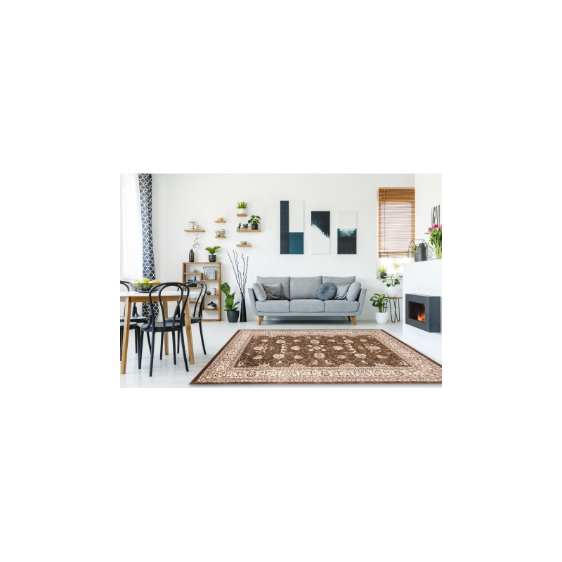 Dywan MEFE nowoczesny  2312 Ornament, ramka - Strukturalny, dwa poziomy runa ciemny beż 160x220cm