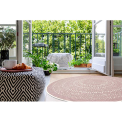 Dywan koło SZNURKOWY SIZAL FLAT 48834562 Kropki, brudny róż koło 120cm