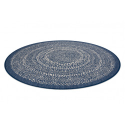 Dywan koło SZNURKOWY SIZAL FLAT 48834591 Kropki, niebieski koło 120cm