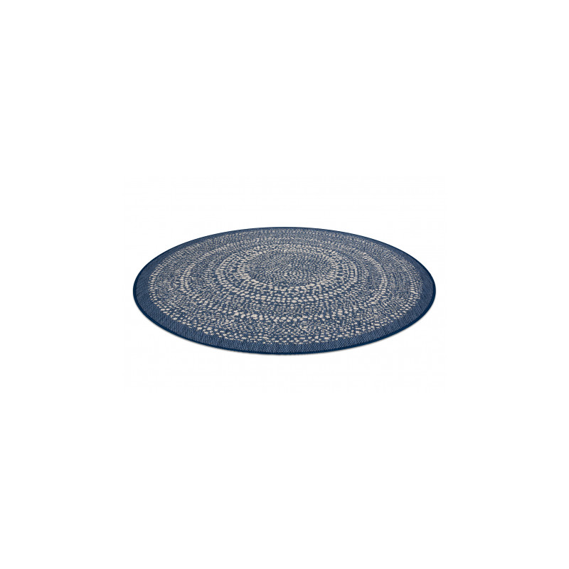 Dywan koło SZNURKOWY SIZAL FLAT 48834591 Kropki, niebieski koło 120cm
